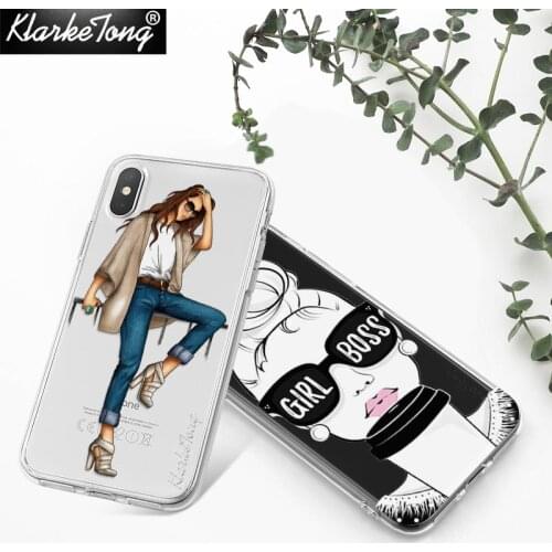 Cute Funny Girl Boss Case For iPhone 12 mini 11 pro XR XS MAX 8 7 6s Plus SE2020 Transparent Soft Silicone Phone Cover