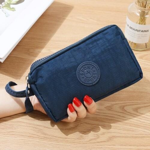 Fashion Women Canvas Wallet Clutch Bag Lady Coin Purse Phone Bag Three-layer Zipper Big Capacity Handbag Makeup Bag