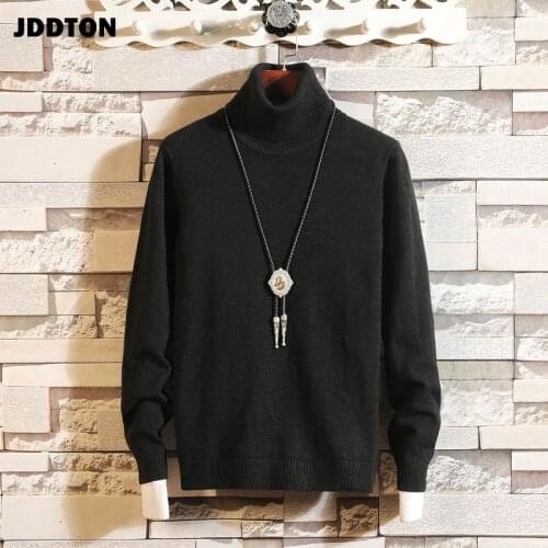 JDDTON Mens Turtleneck Sweater Turtleneck Man Streetwear Solid Knitted Casual Sweaters Turtle Neck Pullover Male Clothing JE170