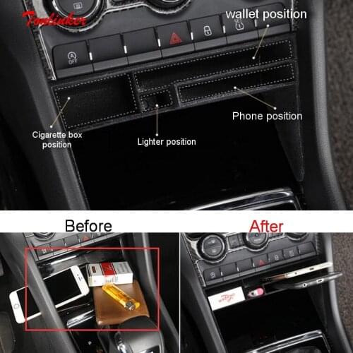 Tonlinker Cover Stickers for SKODA KODIAQ 2017-18 Car Styling 1 PCS ABS Plastic Interior Stowing Tidying Central storage box
