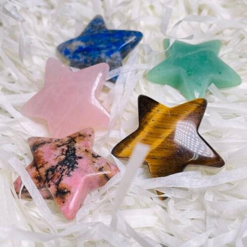 Natural Crystal Hand Carved Pentagram Reiki Healing Divination Luck Gemstone Collecion Souvenir