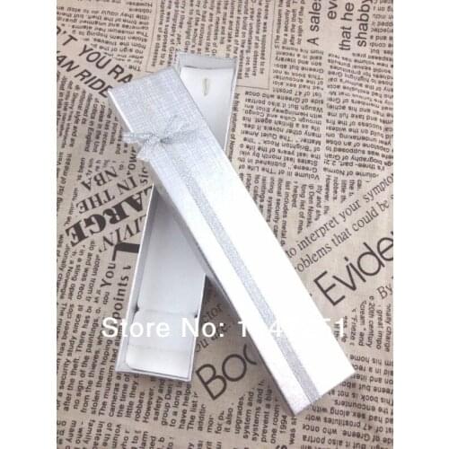 New Style 12 pieces/lot Silver Paper Necklace Box 20x4x2cm Bracelet Gift Box Anklets Necklaces Jewelry Packaging Boxes