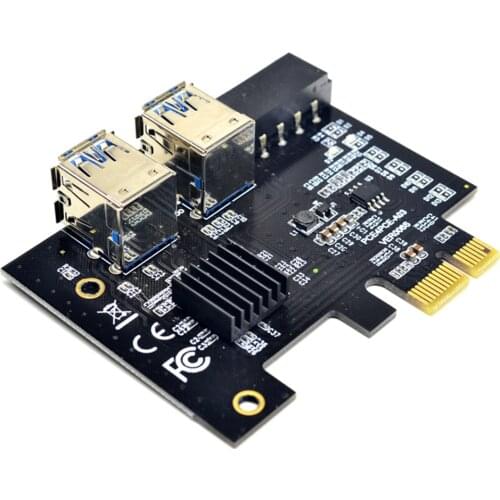 PCI-E to PCIe Adapter PCI-Express 1x to 16x Mining Riser Card 1 to 4 USB 3.0 Multiplier with Molex 4 Pin Power Port for BTC Mine