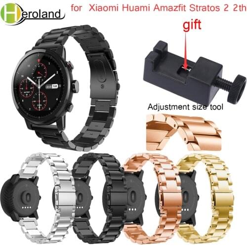 22mm watch strap Wristband Stainless steel for Original Xiaomi Huami Amazfit Stratos 2 2s pace smart watch Band strap bracelet