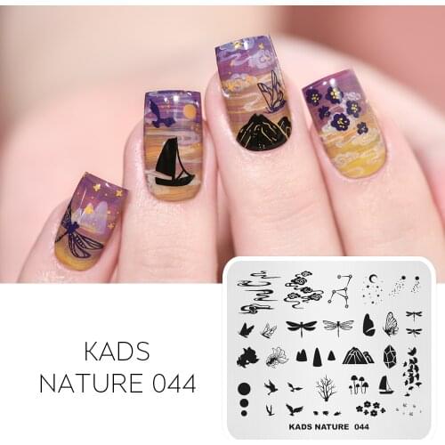 KADS Nail Art Stamp Template Nature 044 Moire Starry Sky Butterfly Pattern Nail Art Image Stamp Stencils Design for Nail Polish