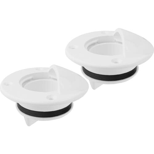 2 Pack of Boat Deck Drain Scupper Valve 2 inch OD Outlet Screw Cap Bung Fish Tank Water Drain Plug, White