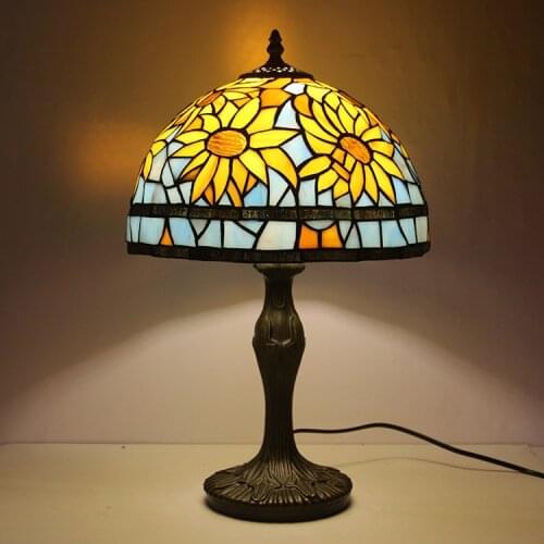 Tiffany Lights American Idyllic Sunflower Bedroom Desk LightIng Writing Eye Guard Lamps Table Lamp for Study
