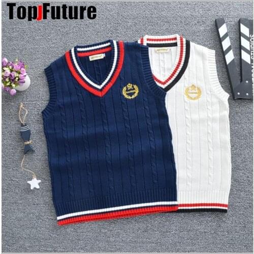 Knitted vest crown embroidery JK uniform student uniform vest class uniform graduation photo clothing school Uniform Cardigans