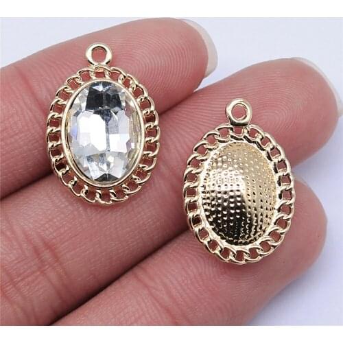 Tristana 20pcs 8 Styles KC Gold Color Geometry Oval Round Rectangle Charms For Jewelry Making DIY Jewelry Findings