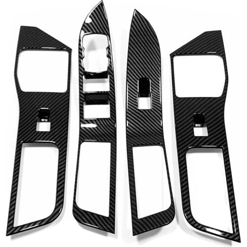 For LHD 2020 2021 Ford Explorer Carbon Fibre Window Control Panel Glass Lift Switch Cover Trim Protector Sticker Car Accessories