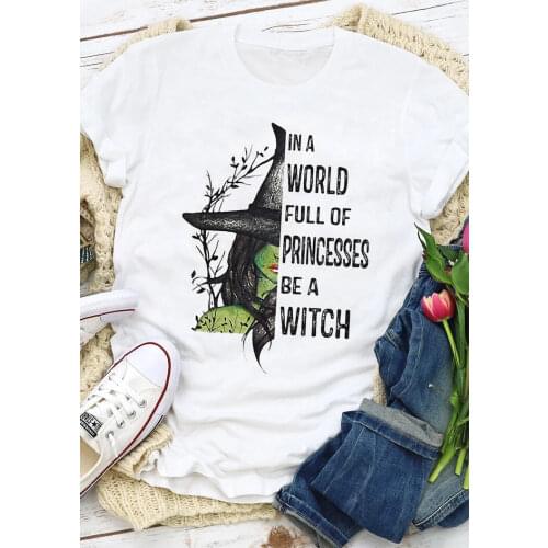 Colored Halloween Be A Witch T-Shirt 100% Cotton graphic casual funny street style tumblr women tumblr Fashion tshirt top tee