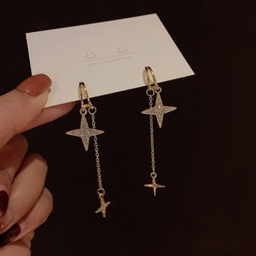 925 Silver Needle Korean Rhinestone Tassel Earrings Long Style New Style Ear Studs for Women
