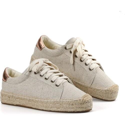 Womens Lace Canvas Sandals Casual Platform Sneakers Sewn Wedge Shoes Women Casual Shoes