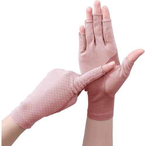 Female Half finger Summer Cotton Cycling Bicycle Thin Touch Screen Driving Gloves Sunscreen Bike Sleeve Gloves for Women guantes