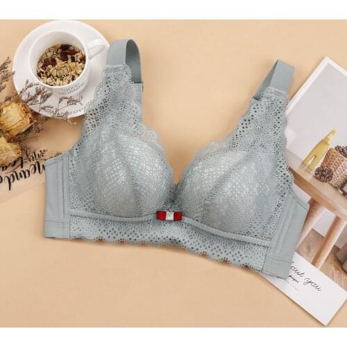 Sanderala Sexy Women Lace Wireless Bra LingerieDeep V Transparent Soild Bow Brallete Push Up Brassiere Elegant Female Underwear