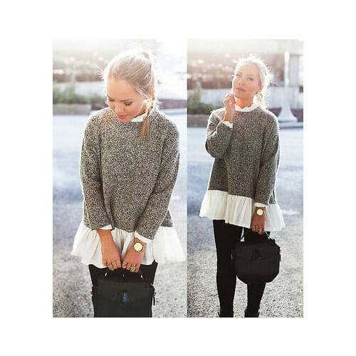 2018 New Fashion Women Long Sleeve Loose Knitted Sweater Jumper Knitwear Outwear Coat