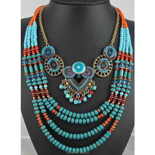 Yayi jewelry Newest Handmade Fashion Bohemia Beads Chain Beads Pendants Bib Statement Women Choker Necklaces Q992
