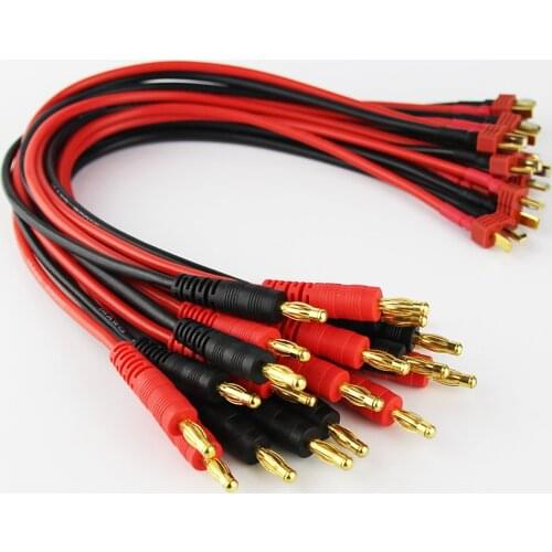 10pcs DEANS T Plug Male to 4mm Bullet Banana Charger Cable 14awg 30cm Charging Leads fits for Skyrc B6 Charger imax B6AC