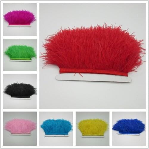 10yards/lot White Ostrich Feather Trim Fringe 8-10CM Tape Costume Ostrich Feathers Ribbon Handicraft Accessories