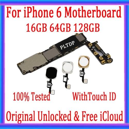 100%Original unlocked for iphone 6 4.7inch Motherboard 16GB /64GB /128GB Logic board With Touch ID/ Without Touch ID