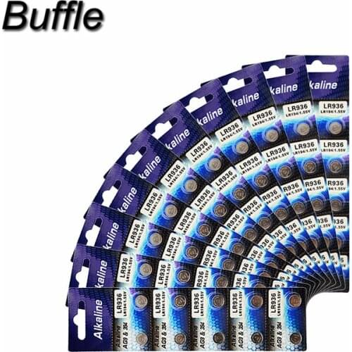 100pcs/lot Buffle AG9 1.5V LR45 194 936 936a 394a 394 SR936SW Button Cell Batteries