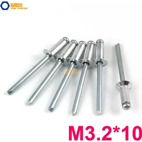 100 Pieces M3.2*10 Aluminum Countersunk Blind Rivet Pop Rivet Open End