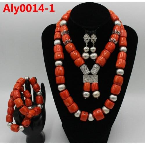 2020 Big Coral Beads African Jewelry Set Fantastic Wedding Coral Bridal Beads Jewelry Set Women Statement Jewelry Set Aly0014-1