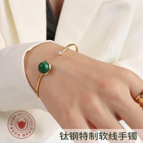 2021 fashion Turquoise ball opening Bracelet Zircon Titanium Steel Adjustable Bracelet