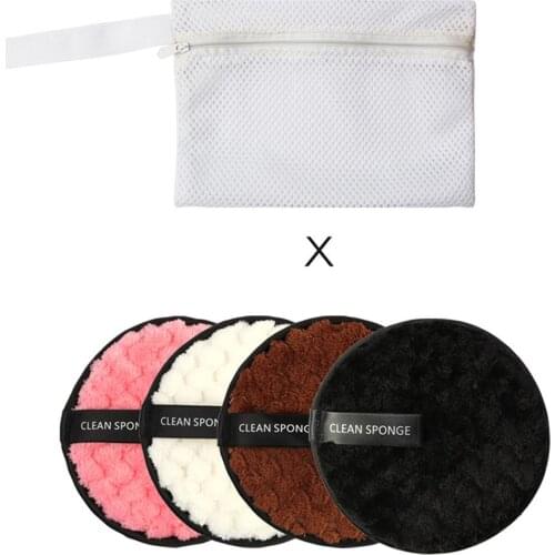 4PCS Reusable Microfiber Cloth Pads Makeup Remover Puff Facial Cleaning Towel Sponge Double Layer Nail Art Cleaning Wipe Tools