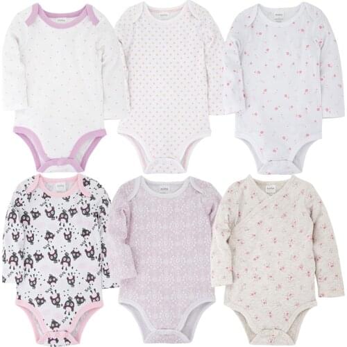 6pcs/lot Roupas bebe de Newborn Baby Bodysuits Overalls 100% Cotton Baby Boys Girls Pajamas Clothes Infant Long Sleeve Underwear