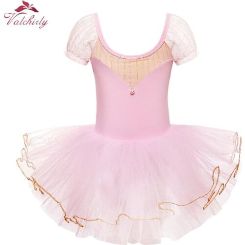 Puffy Sleeves Girls Ballet Tutu Dress Performance Ballerina Dance Costume Good for Birthday Gift
