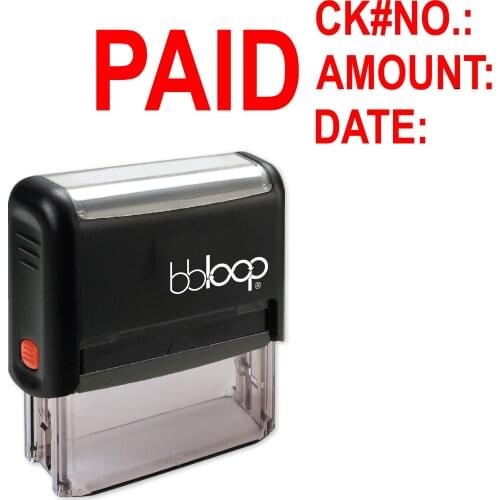 Bbloop "Paid w/Check Details" Self-Inking Rubber Stamp