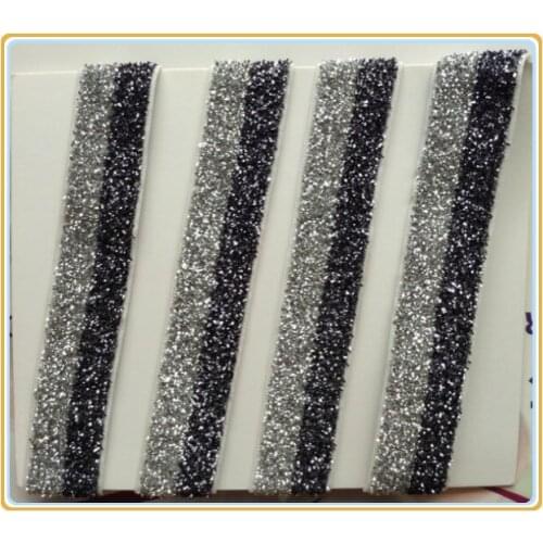 Price Negotiated) 5/8" Halloween Elastic Silver And Smoke Stripe Metallic Velvet Ribbons