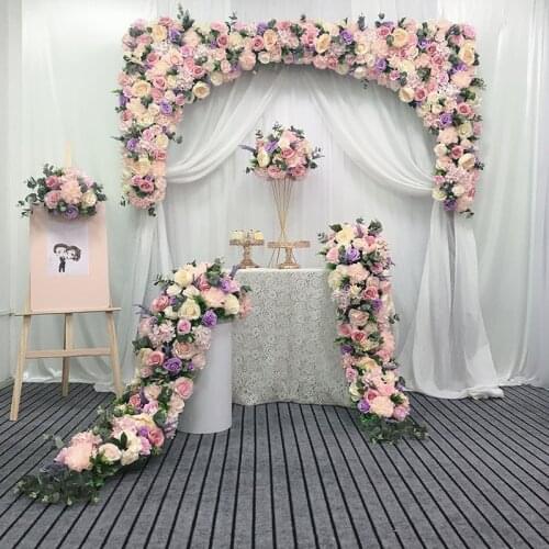 Custom pink Series purple Artificial Flower row centerpieces DIY Wedding Party Garland Decor Wedding Arch Road Lead Table Flower