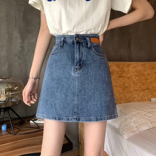 Denim Skirt Student Korean Version of A-line Skirt Female Summer New High-waisted Thin Hip Skirt All-match Denim Skirt