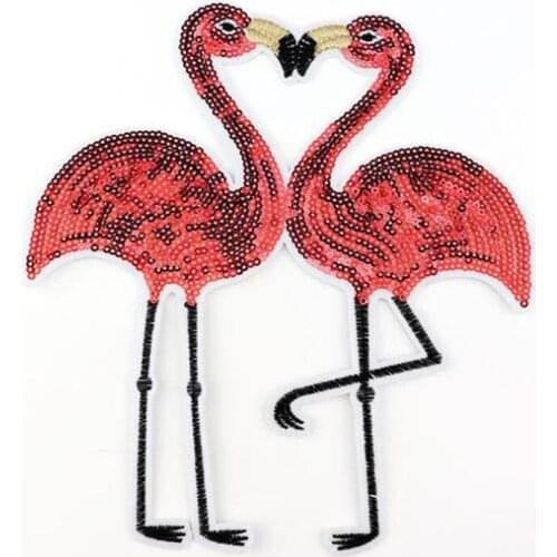 T shirt Women sequins patches for clothing Tropical flamingo biker patch deal with it 3d t shirt mens Christmas Diy stickers