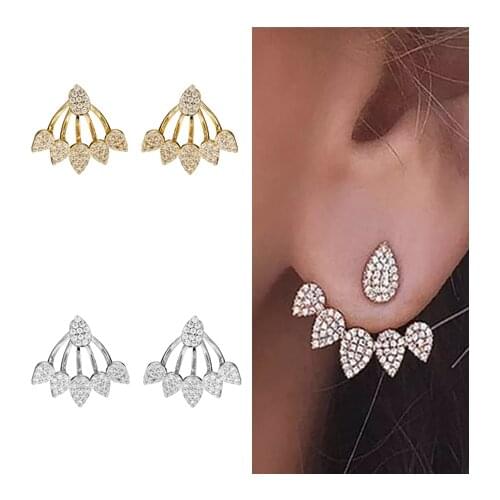 HECHENG,1 Pair,New Crystal Water Drop Ear Stud,Fashion Earrings For Women,Gold Color Jewelry,Wholesale