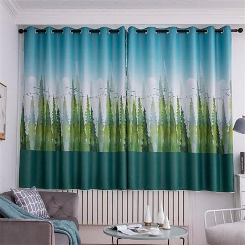 Cedar Landscape Printing Drpaes Window Curtain Top Chinese Curtains For Living Room Bedroom Decoration Home Textile