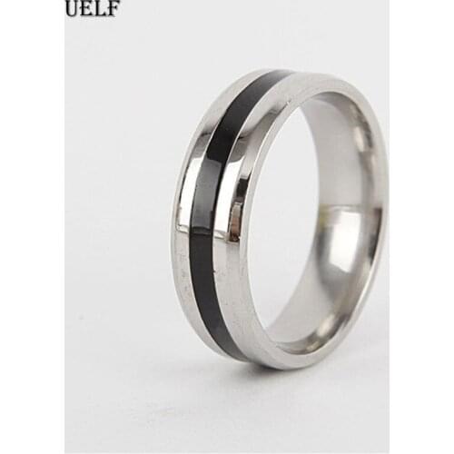 Uelf 316L High Quality Men Epoxy Titanium Stainless Ring Lover Couple Rings for Women Men Silver Vintage Cool Rings