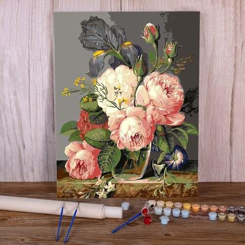 Flowers Paint By Numbers Complete Kit Acrylic Paints 40*50 Canvas Pictures Decorative Paintings For Handiwork