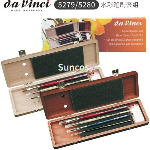 Da Vinci Watercolour Painting Watercolour AQUARELL-malpinselset Brush Box Series 5279 5280, Case of Wooden Walnut