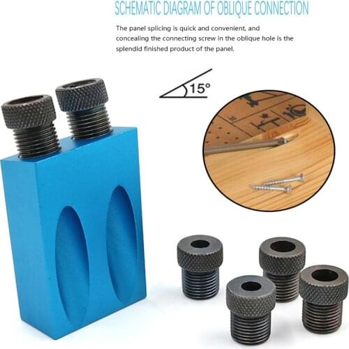 Woodworking Oblique Hole Locator Drill Bits Pocket Hole Jig Kit Angle Drill Guide Set Hole Puncher DIY Carpentry Tools