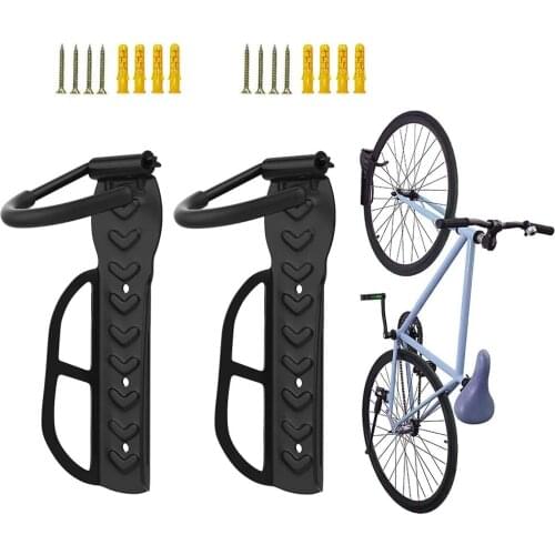 2 PCS Bike Bicycle Wall Stand Holder Mount Bicycle Mountain Bike Storage Wall Mounted Rack Stands Steel Wall Hanger Hook Bicycle