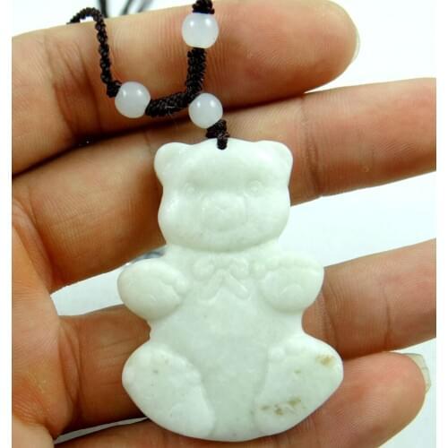 Natural stone Quartz crystal Chinese hand-carved statue of Bear amulet pendant for diy jewelry making Necklace Accessories