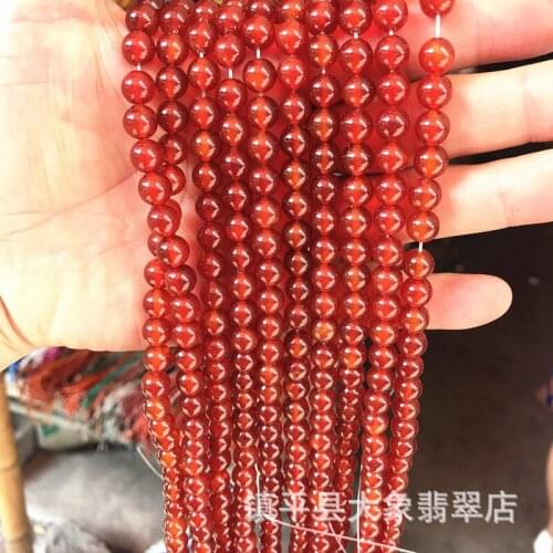 Natural red green agate handcarved round beads DIY pendant simple retro pendant temperament jewellery fashion for women men