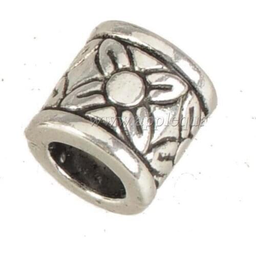 Wholesales Lots Vintage Silver Beads DIY Jewelry Components Flower Tube Metal Handiworks Rope Bracelets Made 8*8mm Fashion 30pcs