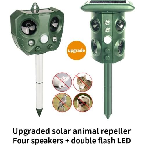 Cat repeller animal ultrasonic movement activate solar energy flash scare birds outdoor garden drive dogs