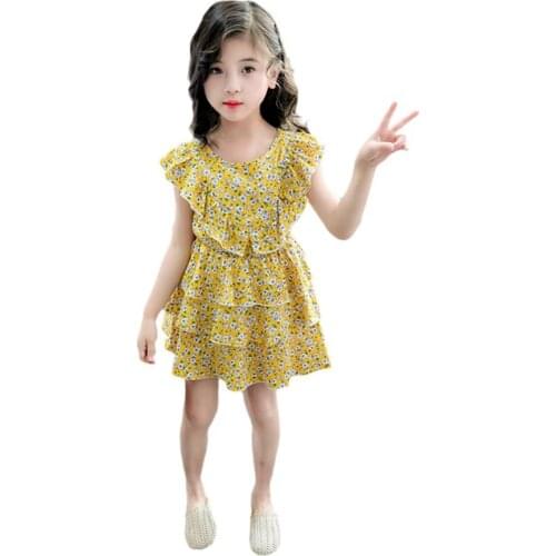 Baby Girl Dress Sleeveless Flower Print Dress Child Princess Dress Cute Summer Floral Dress For Girls