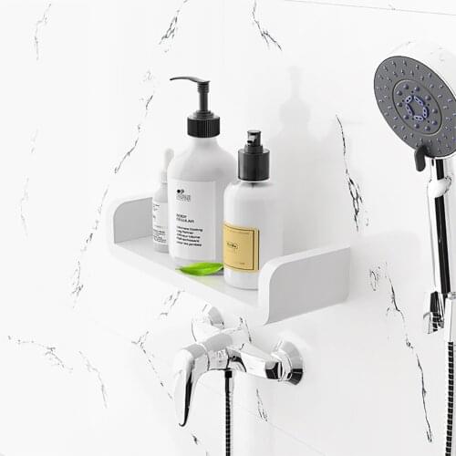 Medium Bath Shower Shelf Plastic Self Adhesive Wall Storage Shelf Plants Decoration Ornaments Books Bottles Cups Holder Rack