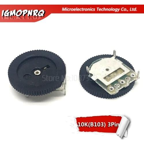 5pcs Double Gear tuning potentiometer B103 10K 3pin 16*2mm Dial Potentiometer